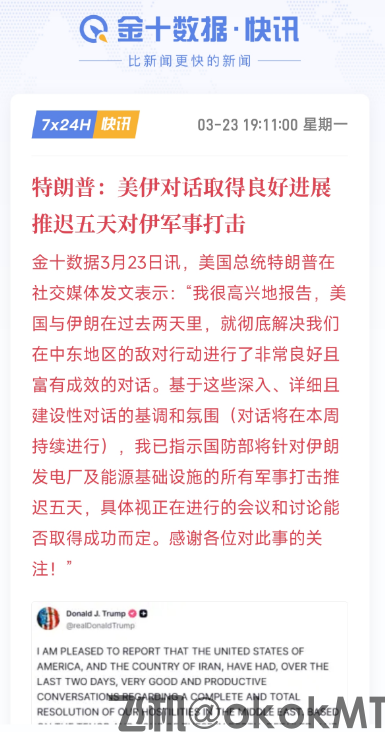 突发大逆转！特朗普“延后”对伊打击，原油闪崩、黄金狂飙超百美元！-MT4破解版-MT5破解版(图1)